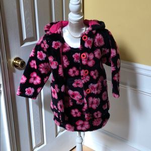 Black and Pink Floral Coat and Dress Set